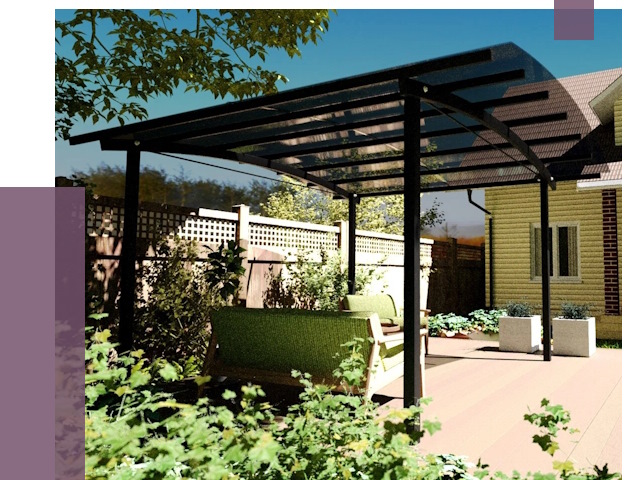 Навесы для террасы в Новокубанске от 13257 руб. под ключ | ПРОЛЁТ-Нкб