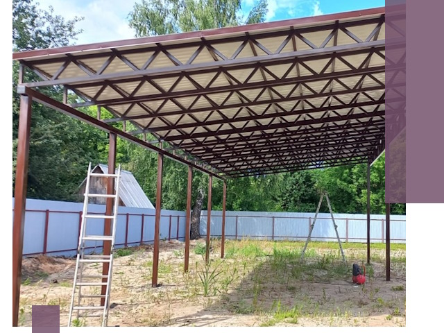 Односкатные навесы под ключ в Новокубанске — изготовление и монтаж