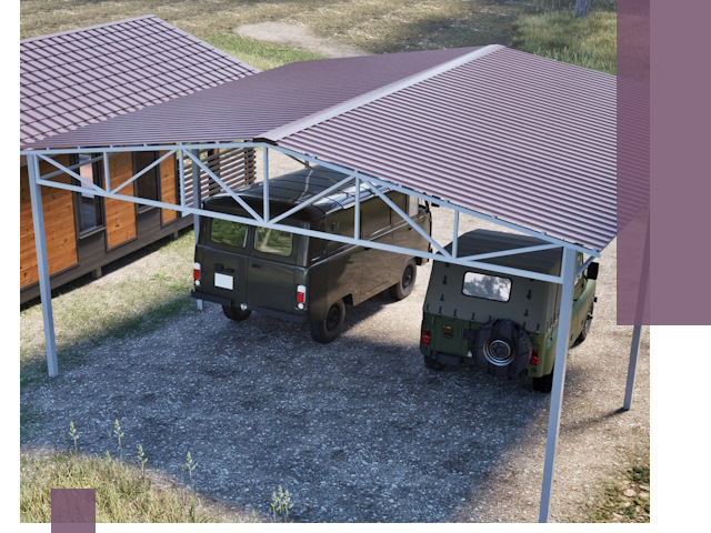 Двускатные навесы под ключ в Новокубанске — изготовление и монтаж